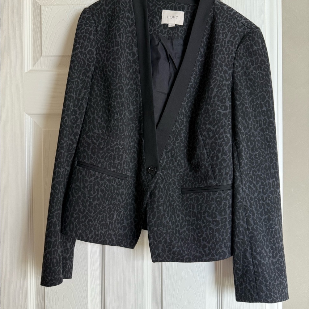 Women’s Animal Print Cheetah Leopard LOFT Black Patterned Blazer Plus Size 14
